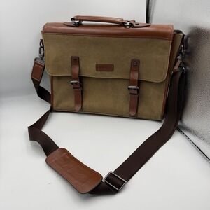 Banuce Italian Canvas Briefcase Laptop Bag Messenger Clasp Belt